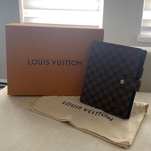 Louis Vuitton Large GM Ring Agenda Cover in Damier Ebene Canvas